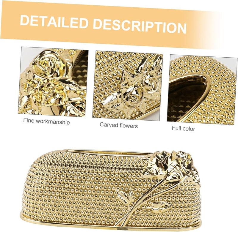 غطاء صندوق المناديل الذهبي حامل مناديل أنيق تصميم أوروبي أنيق ديكور المنزل الفندق المقهى - Image 4